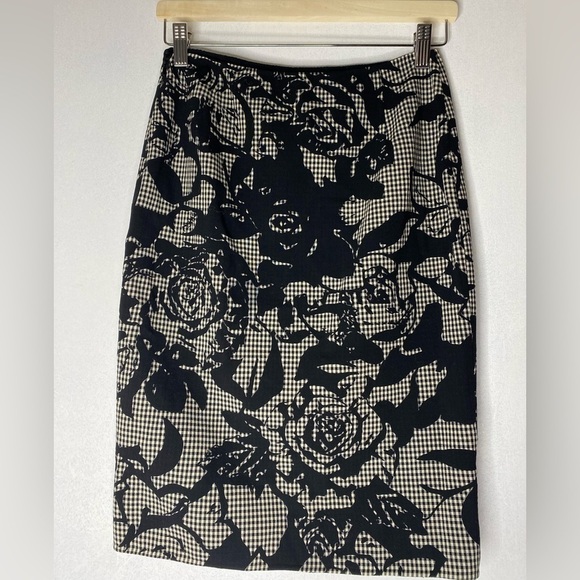 VINTAGE ESCADA MARGARETHA LEY NEW WOOL ROSES PATTERNED PENCIL SKIRT SIZE 34 - Picture 5 of 5